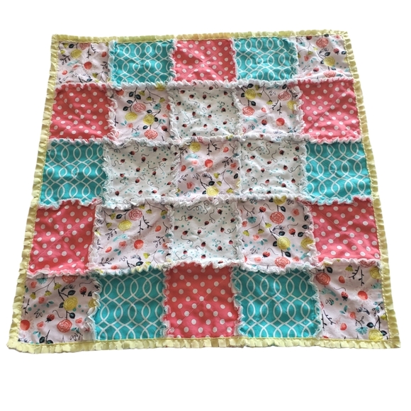 NEW Homemade Newborn Rag Quilt/ Doll Blanket/Pet Quilt/Security - Picture 2 of 10